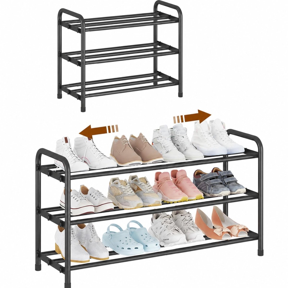 Omgoods - Smal en Hoog Schoenenrek met 3 Niveaus