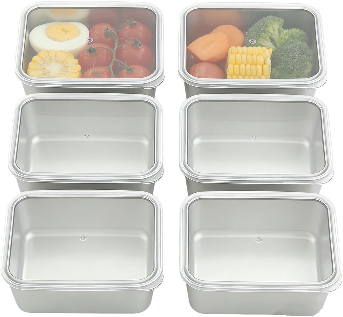 Omgoods - Set van 6 Opbergdozen met Deksel - Stapelbare Maaltijd Prep Boxes