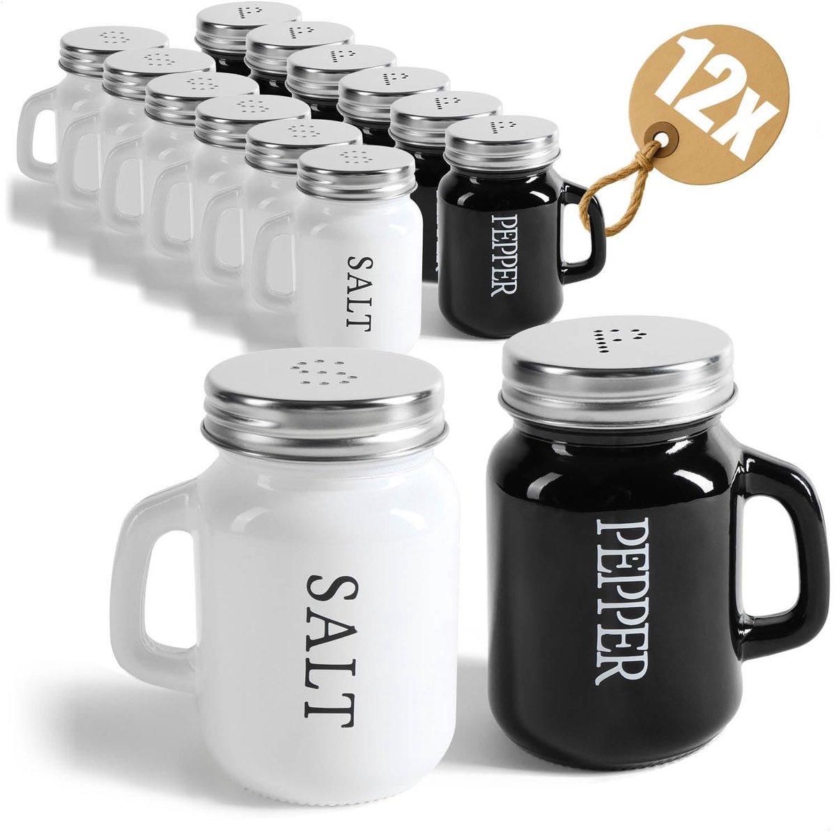 Omgoods - Set van 12 Zout- en Peperstrooiers in Bierpul Vorm - Modern en Praktisch