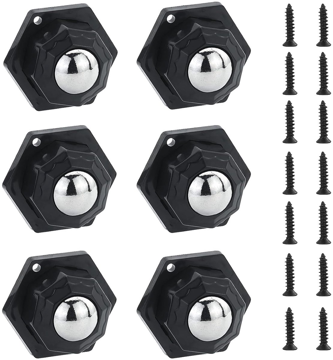 6 stuks kogelrollen, zware belasting, koffiezetapparaatrollen, zwart, rollen om te plakken, 200 kg, zelfklevend rolwiel voor meubels, keukengerei, elektrische apparaten