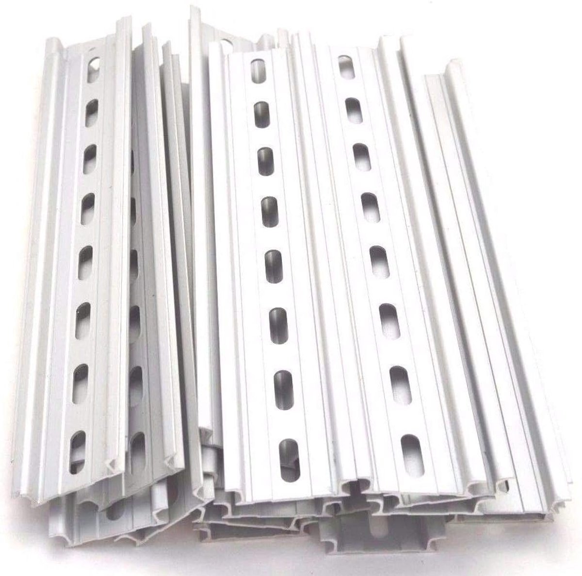 6 stuks montagerail, DIN-rail, hangrail, kast voor verdelerkast, schakelkast, inbouw, 35 mm breed, 7,5 mm hoog, lang 200 mm