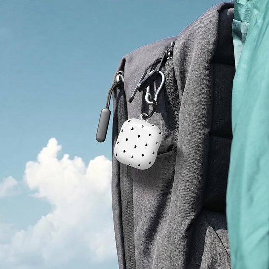 Beschermhoes voor AirPods 4 met reinigingsset, schattig hartmotief, voor meisjes en vrouwen, zachte TPU sleutelhanger, schokbestendig, beschermhoes voor AirPods 4, wit — afbeelding 5