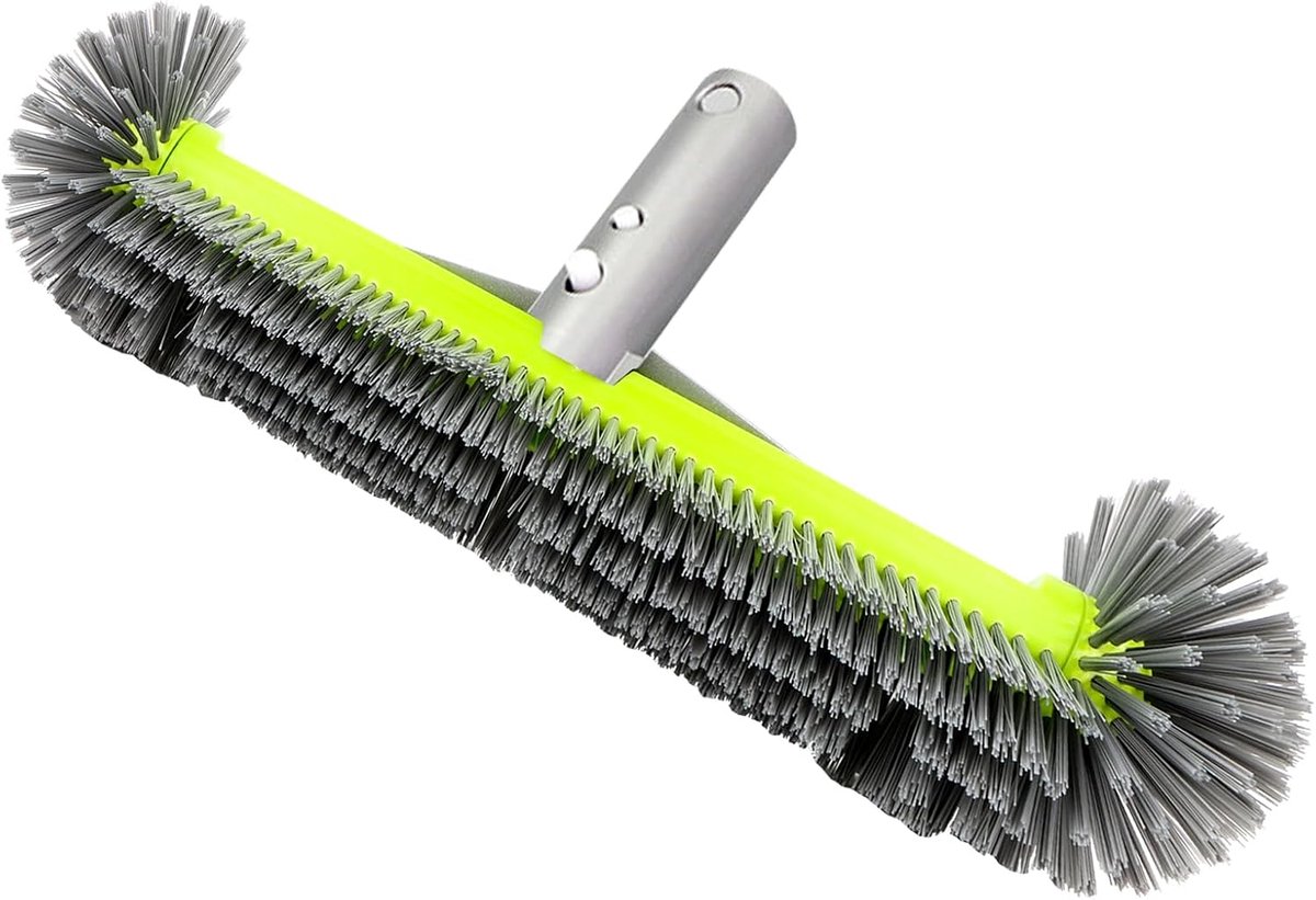 Zwembadborstel met Ronde Uiteinden, Zwembadborstel voor het Reinigen van Zwembadwanden en Foliepool, Extra Breed 44 cm, Grijs, Nylon Borstelhaar