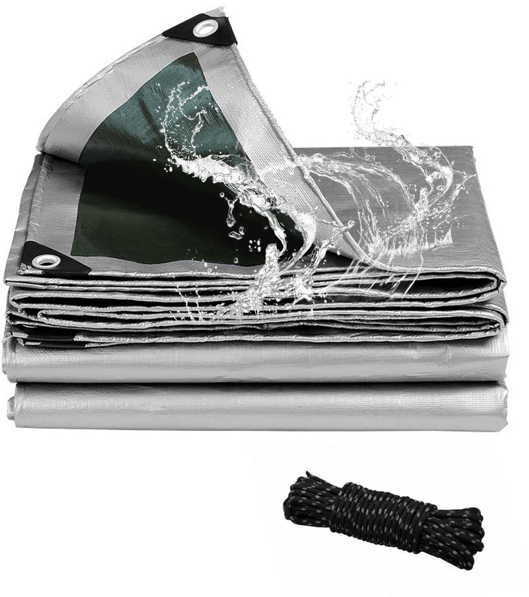 Omgoods - Waterdicht Afdekzeil met Ringen voor Meubelen en Voertuigen 6 x 8 m