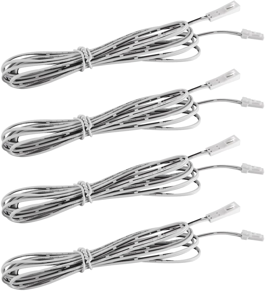 4 stuks led-verlengkabel, 2 m, witte kabel voor kastverlichting, opbouwlamp, keukenlamp, led-kabel, aansluitkabel