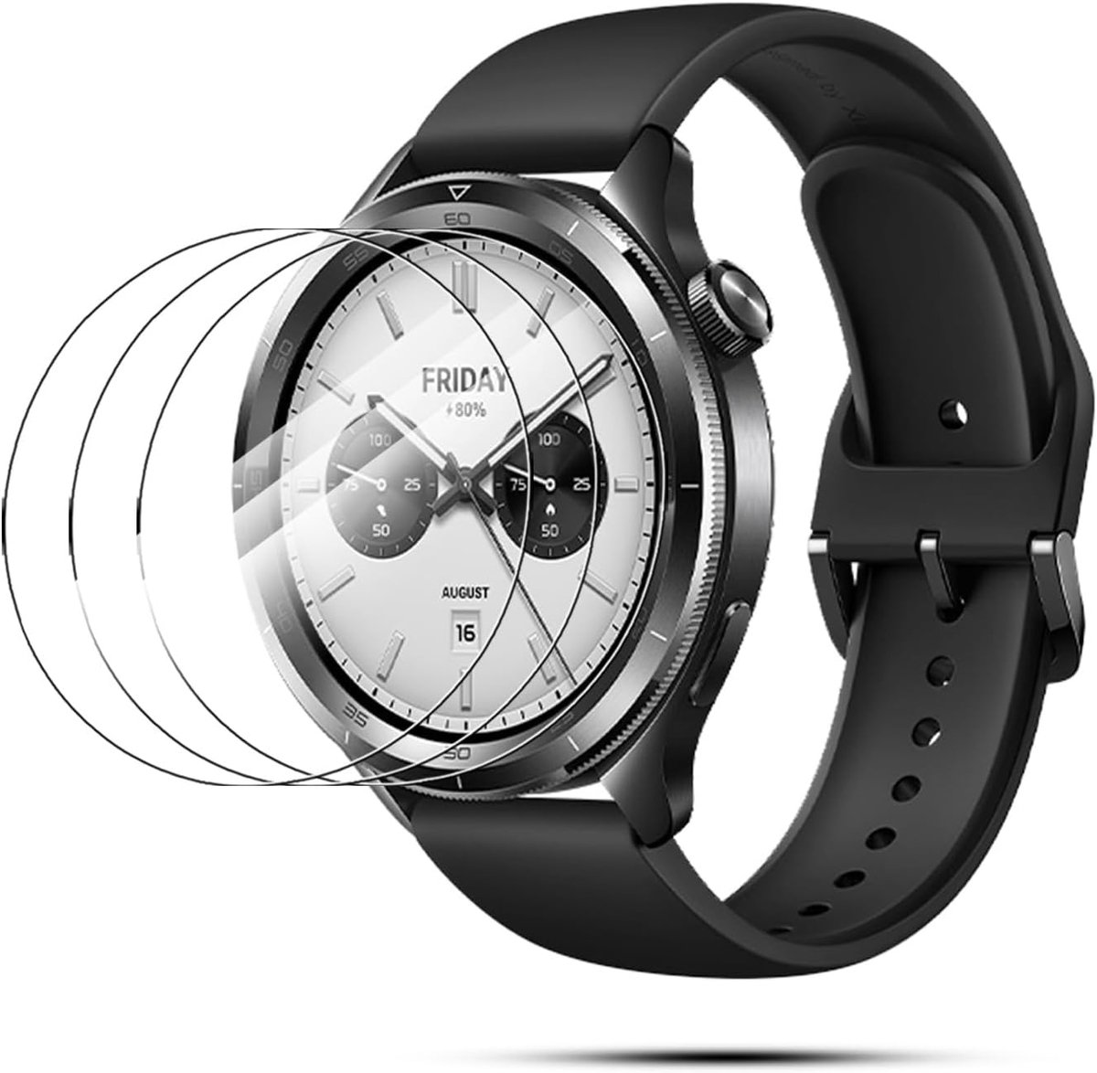 Set van 3 displaybeschermfolie van gehard glas voor Xiaomi Watch S5, hardheidsgraad 9H, HD-helderheid, krasbestendig