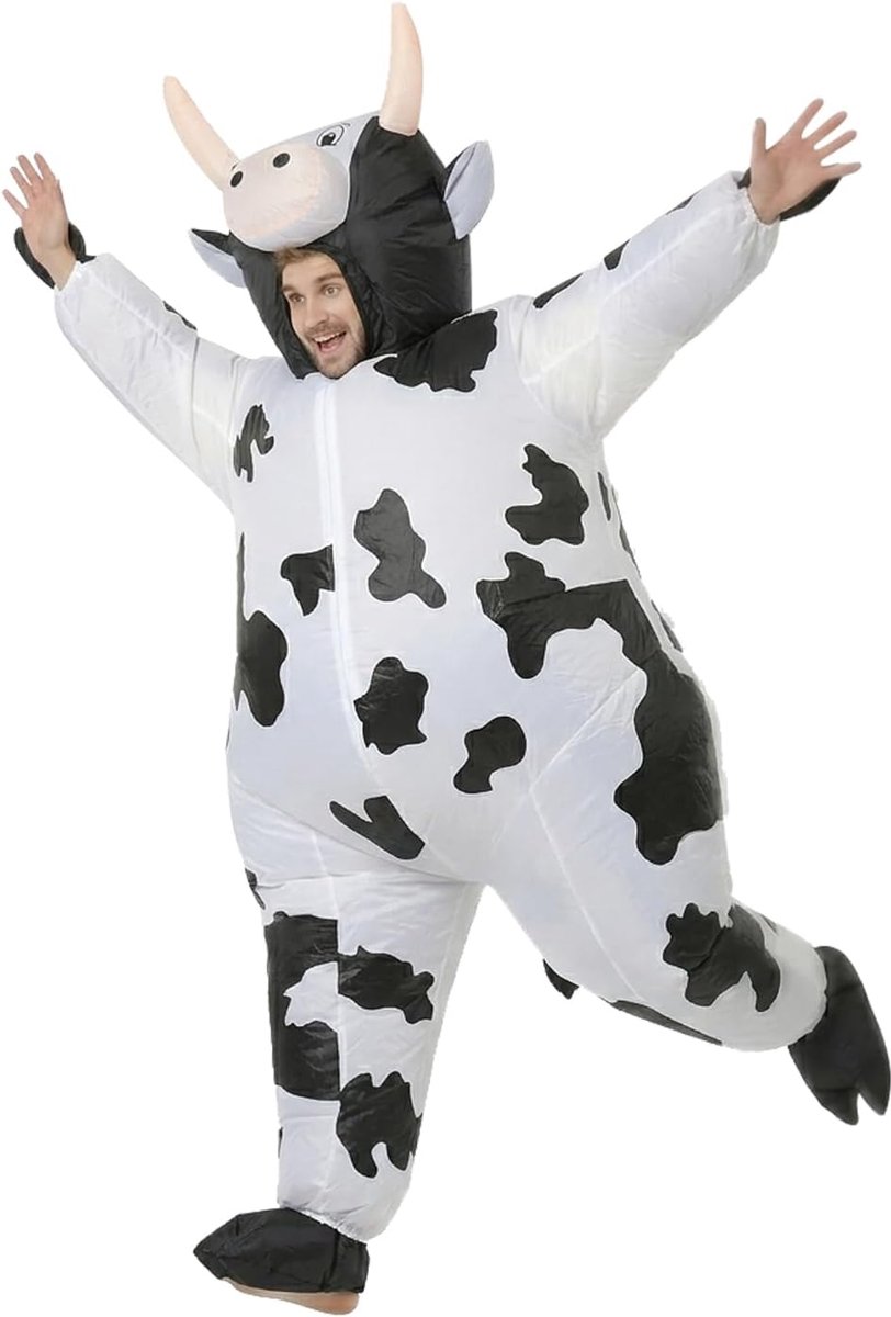 koeienkostuum voor volwassenen - Grappig volledige lichaam koeienkostuum - Inflatable Cow Costume Adults - Perfect voor carnaval, fasching, vrijgezellenfeest & themafeesten - One