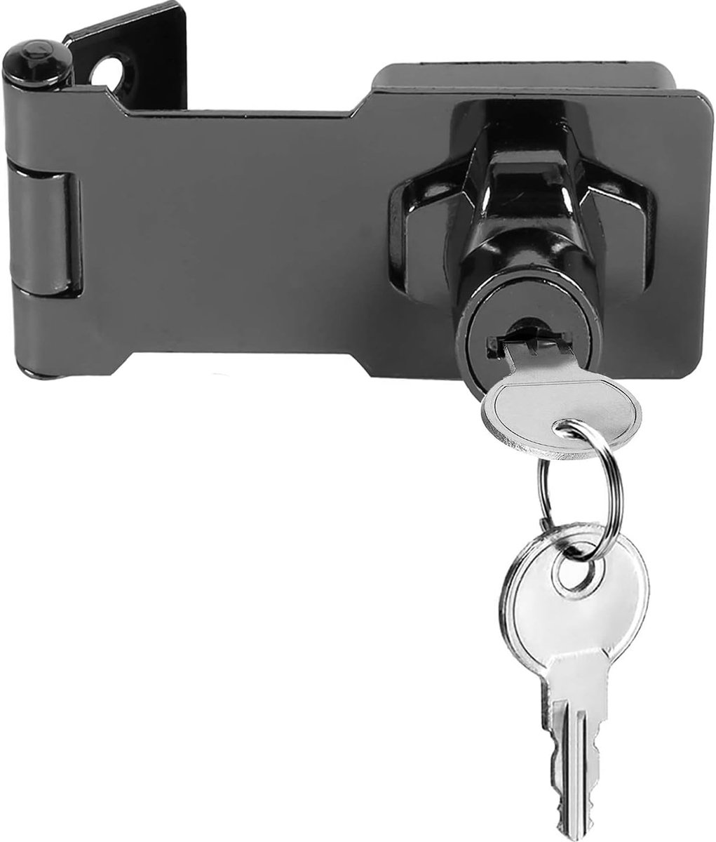 slot met sleutelslot, hangslot, poortvergrendeling, deurboutslot, ladekastsloten, draaiknop, sleutelvergrendeling voor kast, meubels, brievenbuskast, zwart 3 inch