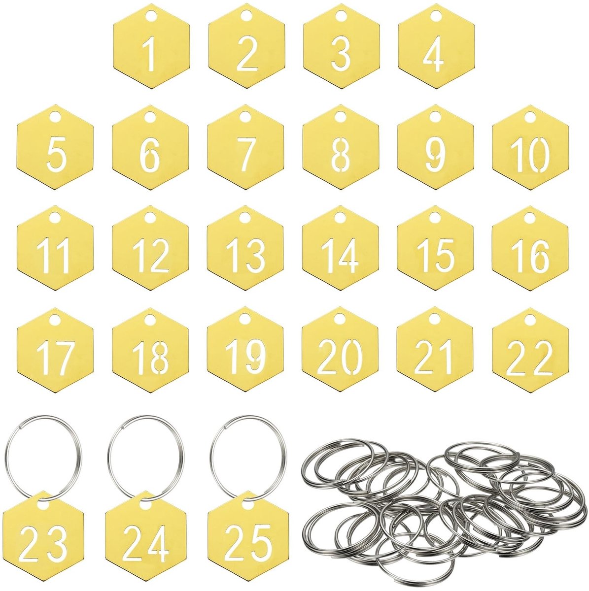 Omgoods - 25 Stuks Genummerde Sleutelhangers van Roestvrij Staal voor Organisatie