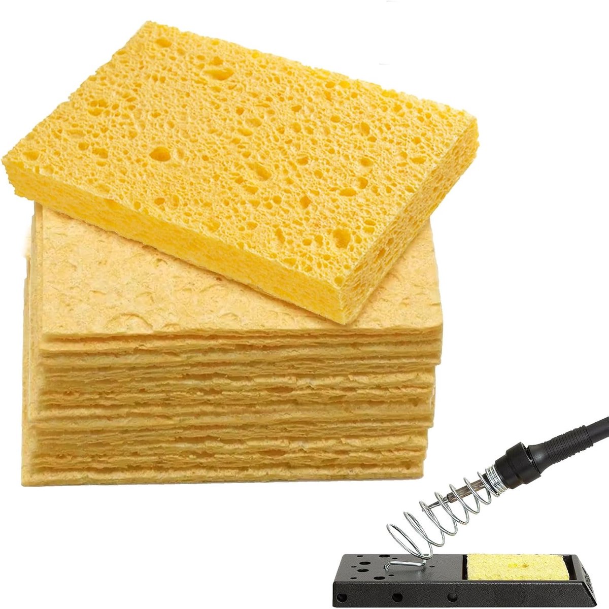 30 stuks reinigingsspons, soldeerbout reinigingsspons, vervangende sponzen, lasreinigingsspons, industriële sponzen, soldeerbout soldeerspons, soldeerbout reiniger pads, met pincet voor schone