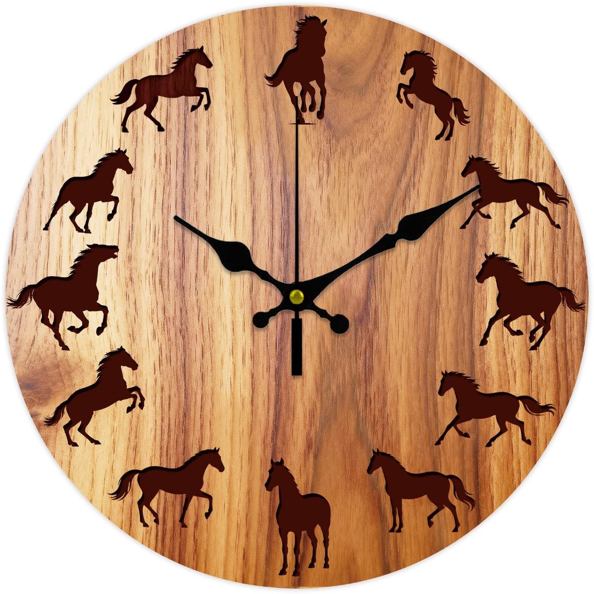 Omgoods - 30cm Paard Motief Wandklok - Stille Klok voor Woonkamer en Slaapkamer