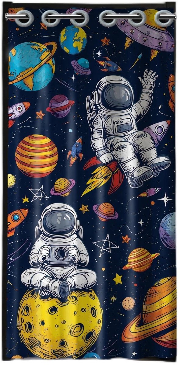 Omgoods - Deurgordijn met Astronautenprint - Vouwgordijn voor Deurdecoratie - 200 x 100 cm