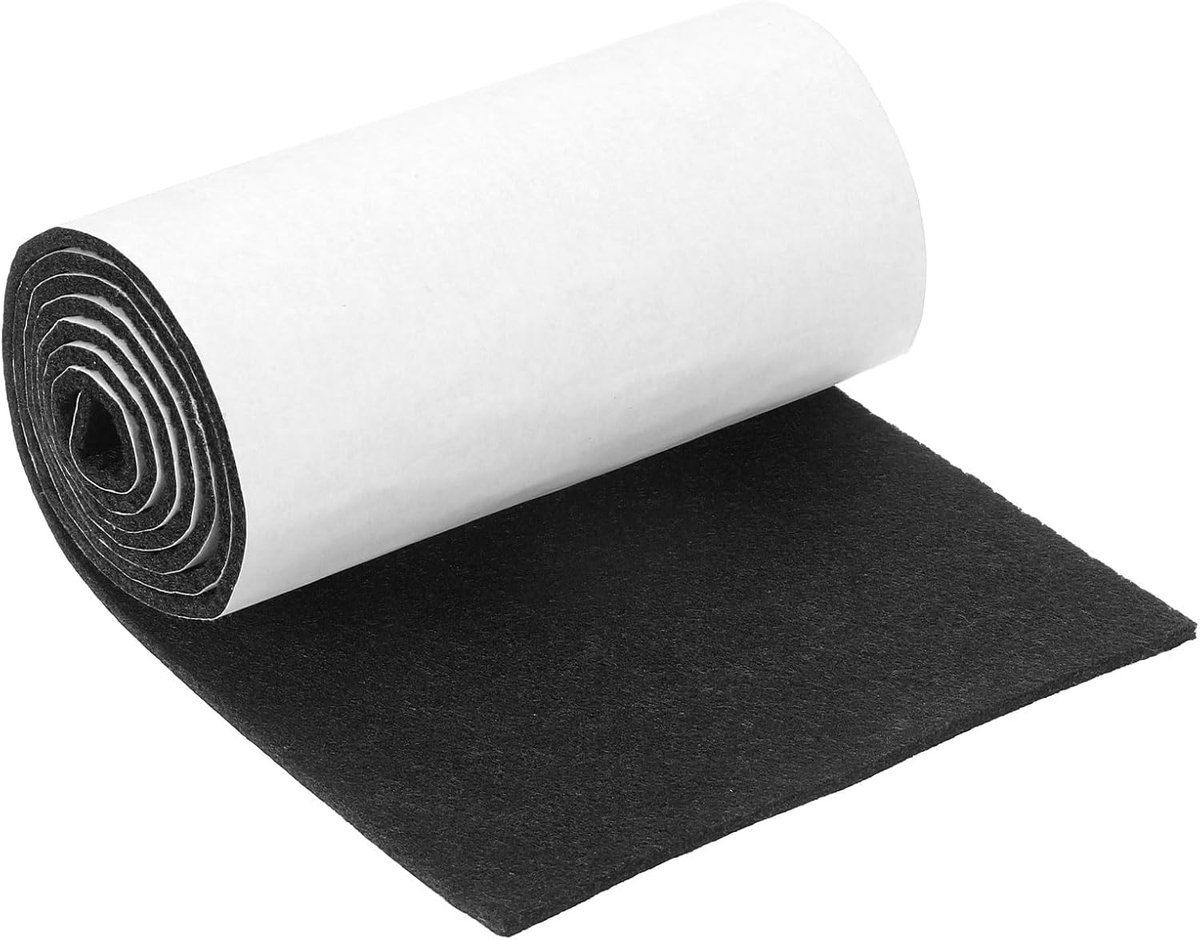 Viltstrips met zelfklevende achterkant, 12,7 x 101,6 x 0,3 cm, krasbestendige vilten banden voor meubels, zelfklevende pads ter bescherming van zwarte houten vloeren