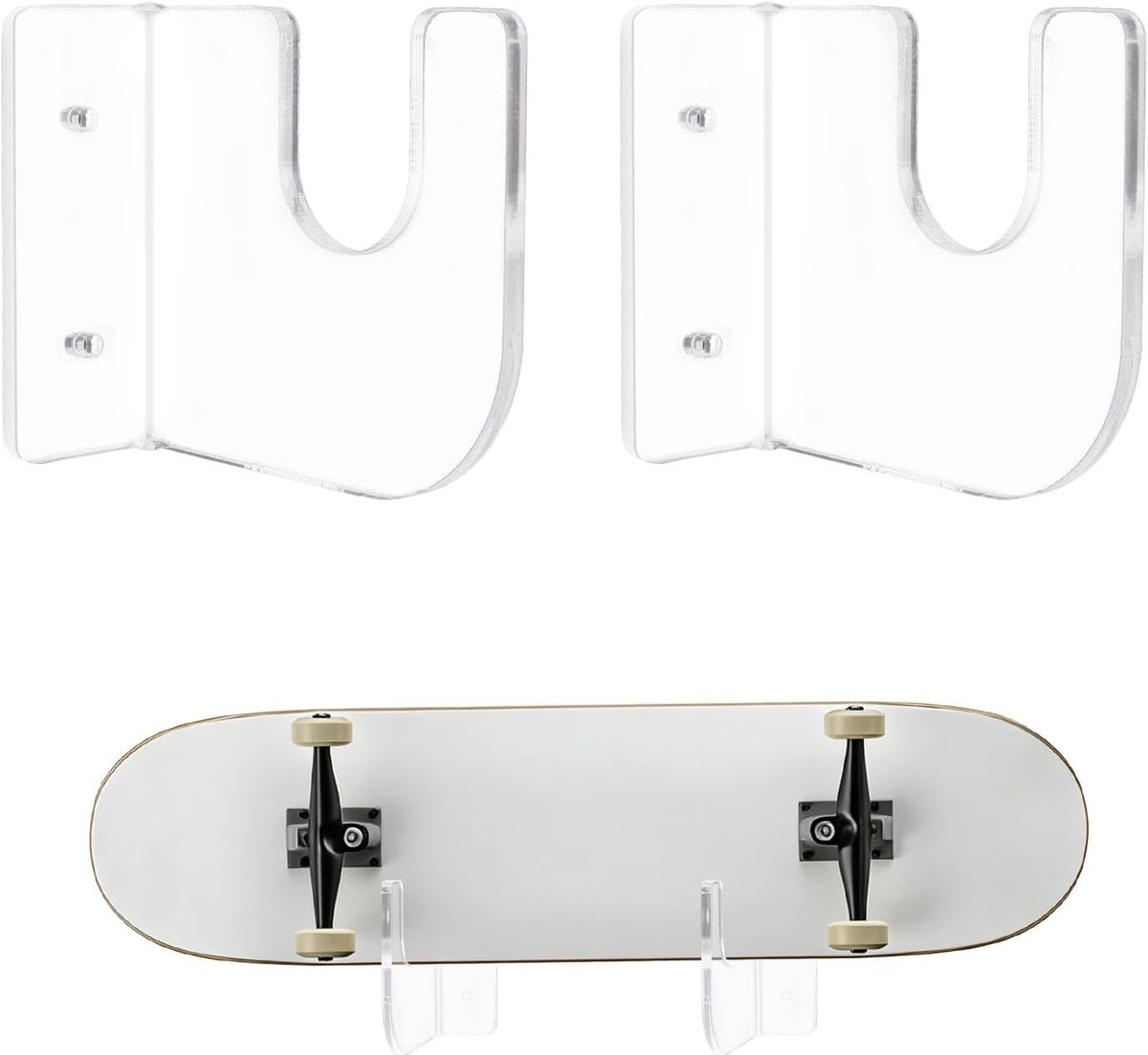 2st Acryl Skateboard Wandrek, Horizontale Snowboard Display & Opberghouder met Schroeven en Expansiebuizen (Transparant)