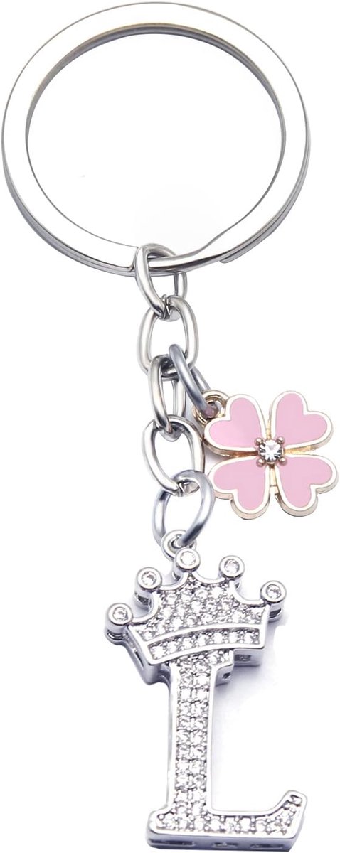 26 Sleutelhangers met letter voor verjaardag, voor dames en meisjes, verjaardagscadeau,Sleutelhangers met letter van zilveren zirkonia, hanger, personalisatie, cadeau-ideeën, Roestvrij staal