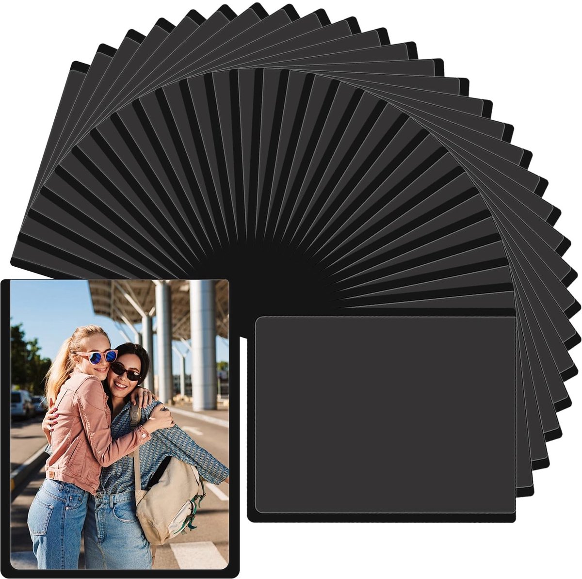 Omgoods - Magnetische Fotolijst Set van 30 Stuks - Zwart, 6 x 8,8 cm