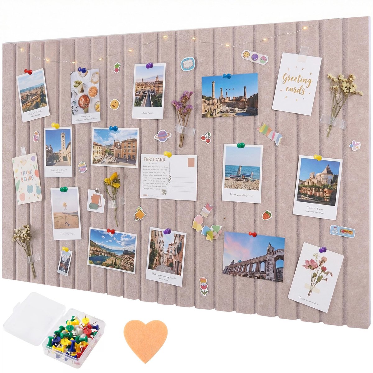 Omgoods - Zelfklevend Viltbord 60 x 40 cm - Prikbord in Donker Camel met Punaises