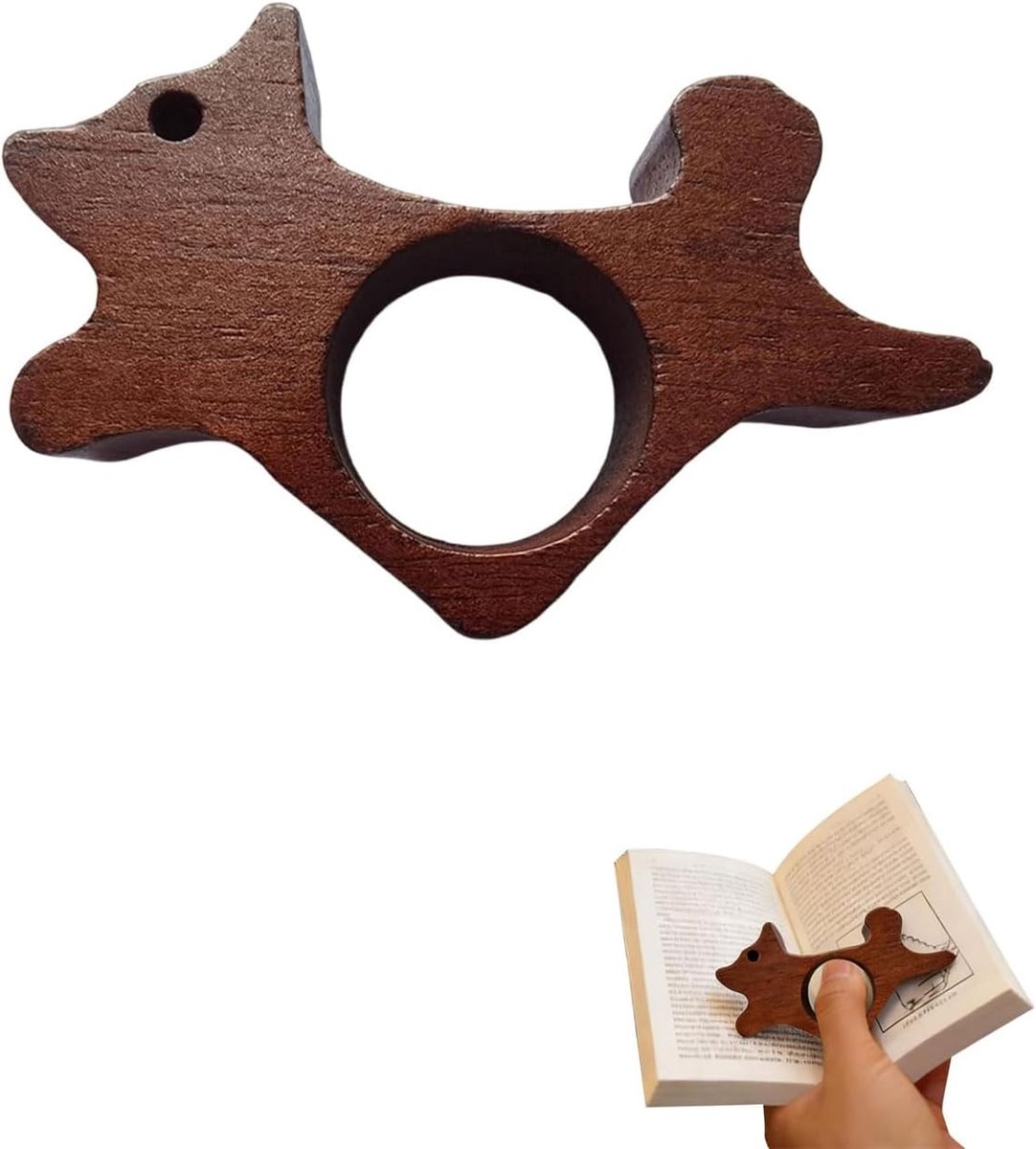 1 x boekenhouder met puppy, boekenklem van glad hout, boek-accessoires, leesaccessoires, ideale geschenken en leesaccessoires voor boekenliefhebbers en literatuurliefhebbers