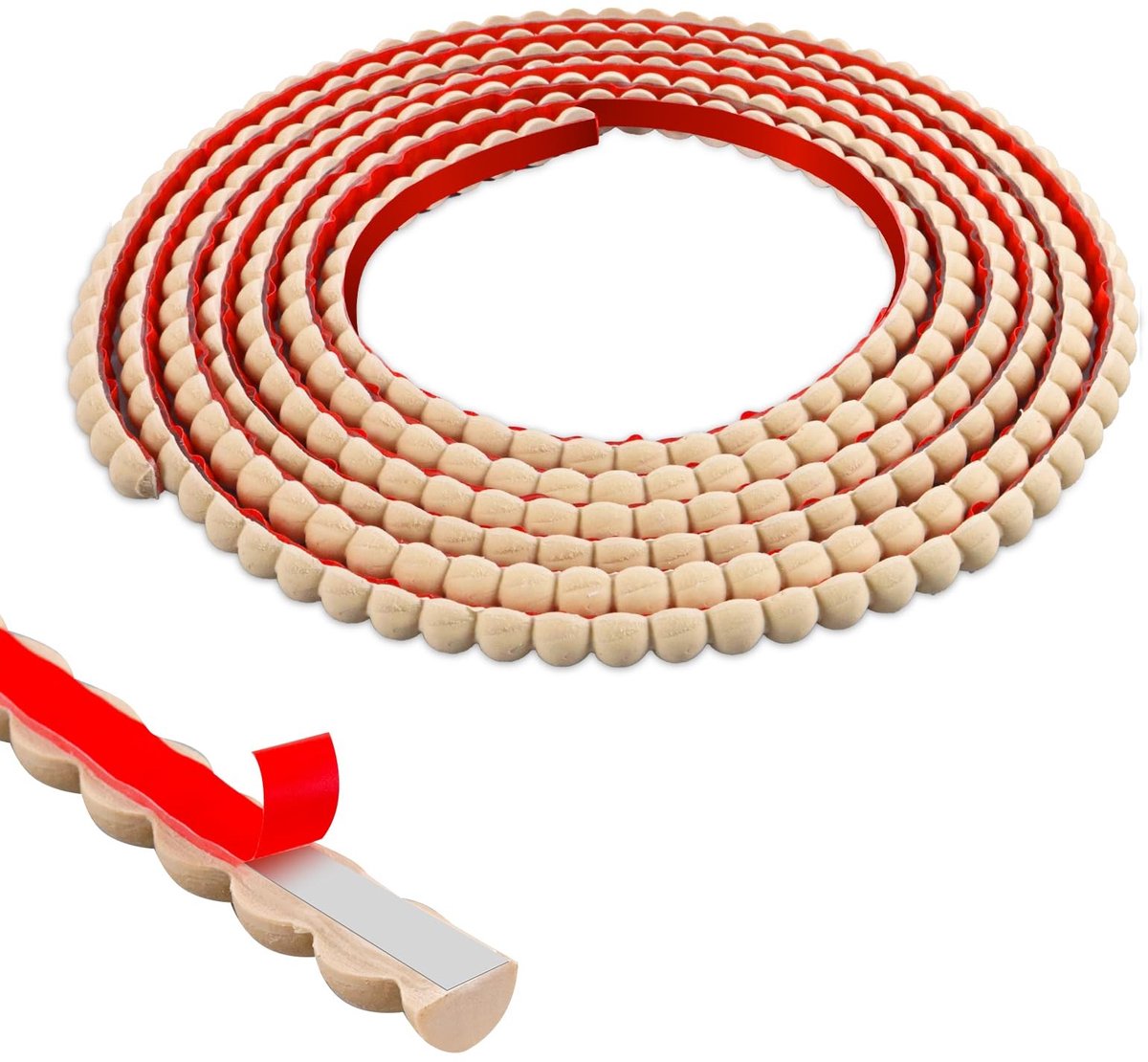 Omgoods - Decoratieve Kralenlijst voor Muur en Meubel - Flexibele PVC Zelfklevende Lijst Lichtbruin 15mmx3m