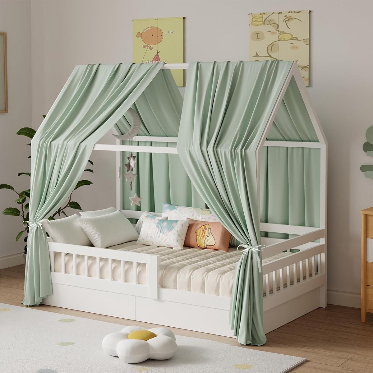 Omgoods - Huisbed Hemelgroen Set van 2 - Ademend en Zacht, 270 x 67 cm