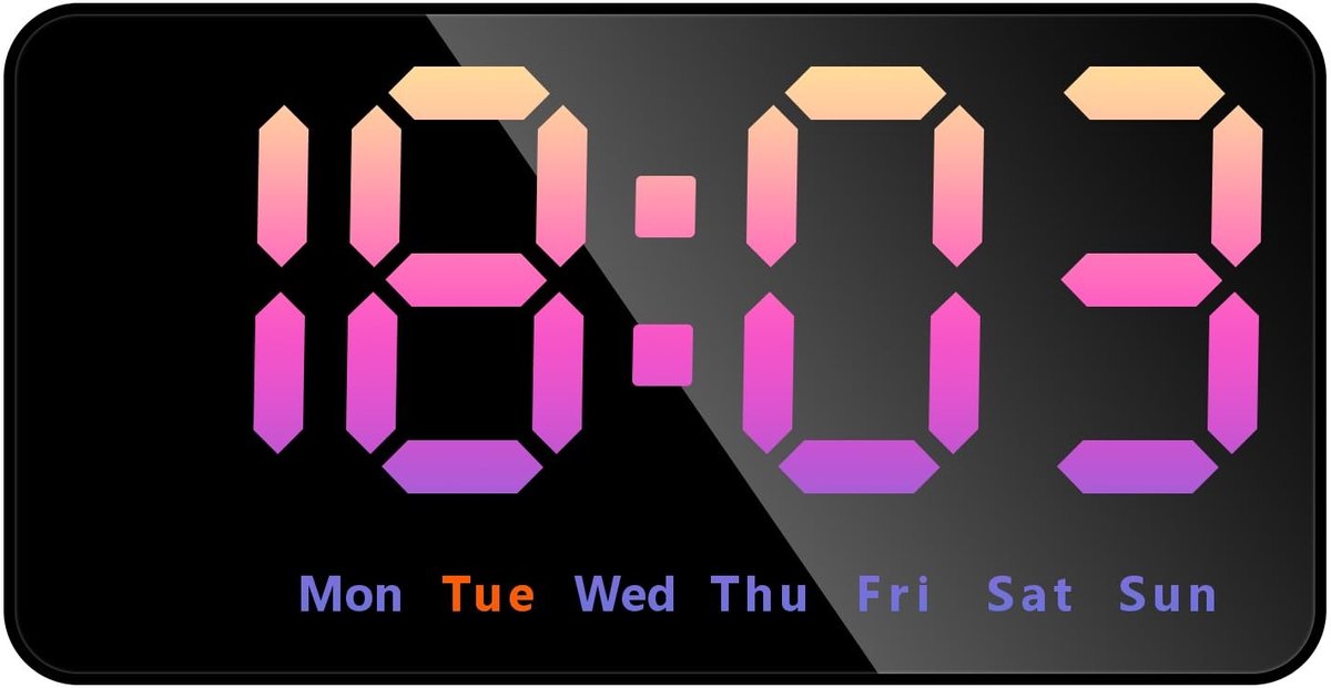 Digitale wandklok met led-display, dubbel alarm, instelbare helderheid en temperatuurweergave voor thuis en kantoor, 25,4 cm, roze