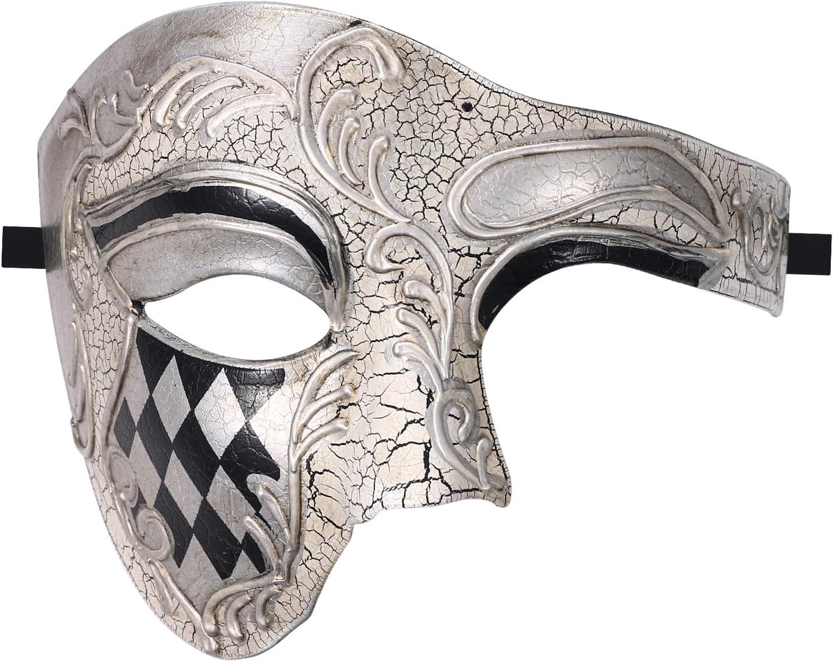 Venetiaans masker voor heren, halfmasker: retro kostuum, maskerade, Venetië, oogmasker, vintage, licht, aangenaam kostuum, masker voor maskerade, gemaskerd bal, gemaskerd fantôme van de opera