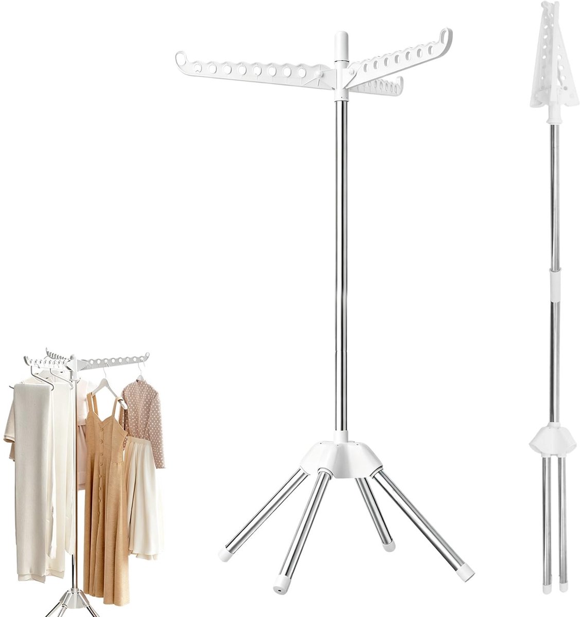 Omgoods - Ruimtebesparend Inklapbaar Wasrek - 140 cm, Roestvrij Staal