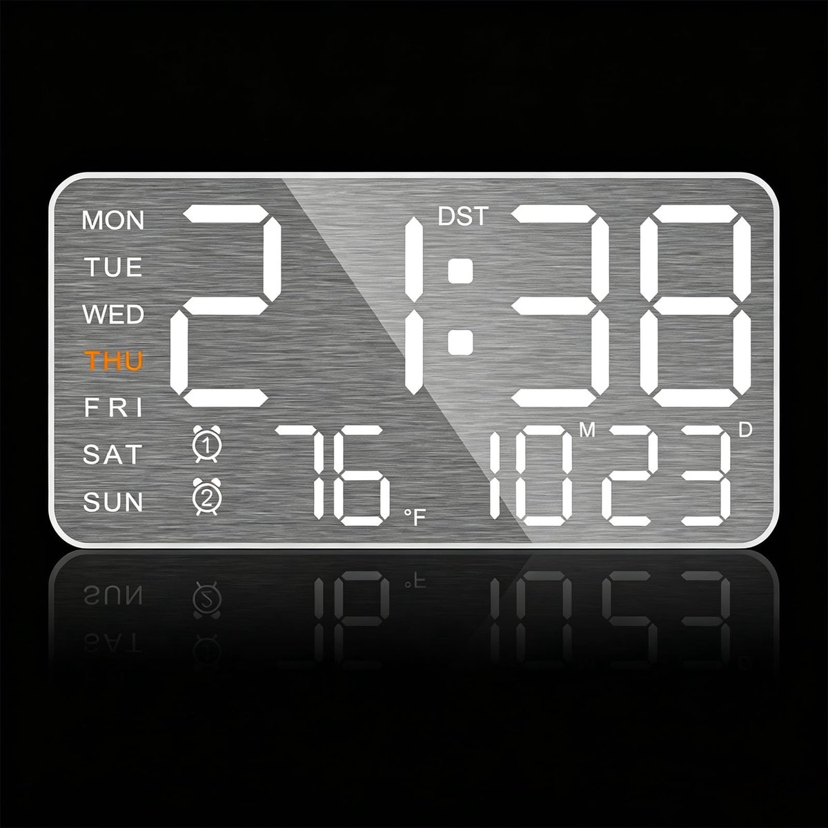 Omgoods - Digitale Wandklok met LED Display - 10 Inch Met Datum, Temperatuur en Dubbel Alarm