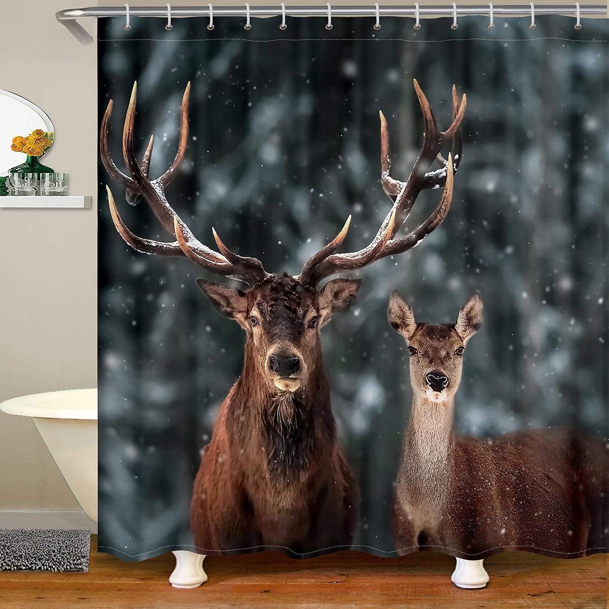Omgoods - Grappig Hert Douchegordijn 180 x 180 cm