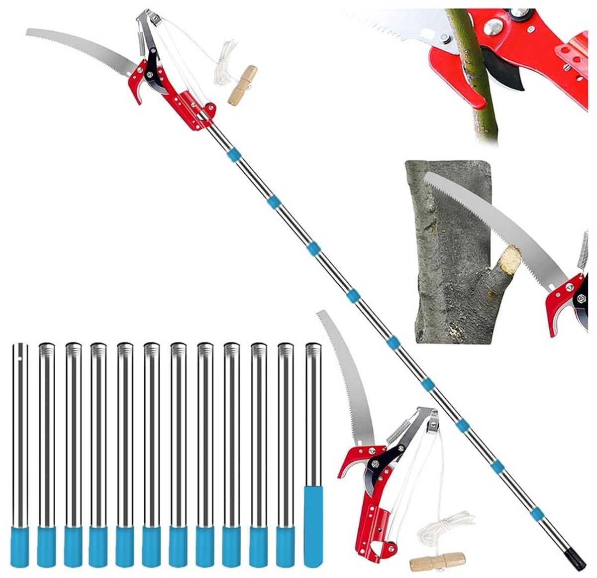 Omgoods - Handzaag voor Snoeien - 2-in-1 Telescopische Tuinsnoeier (82 - 530 cm)