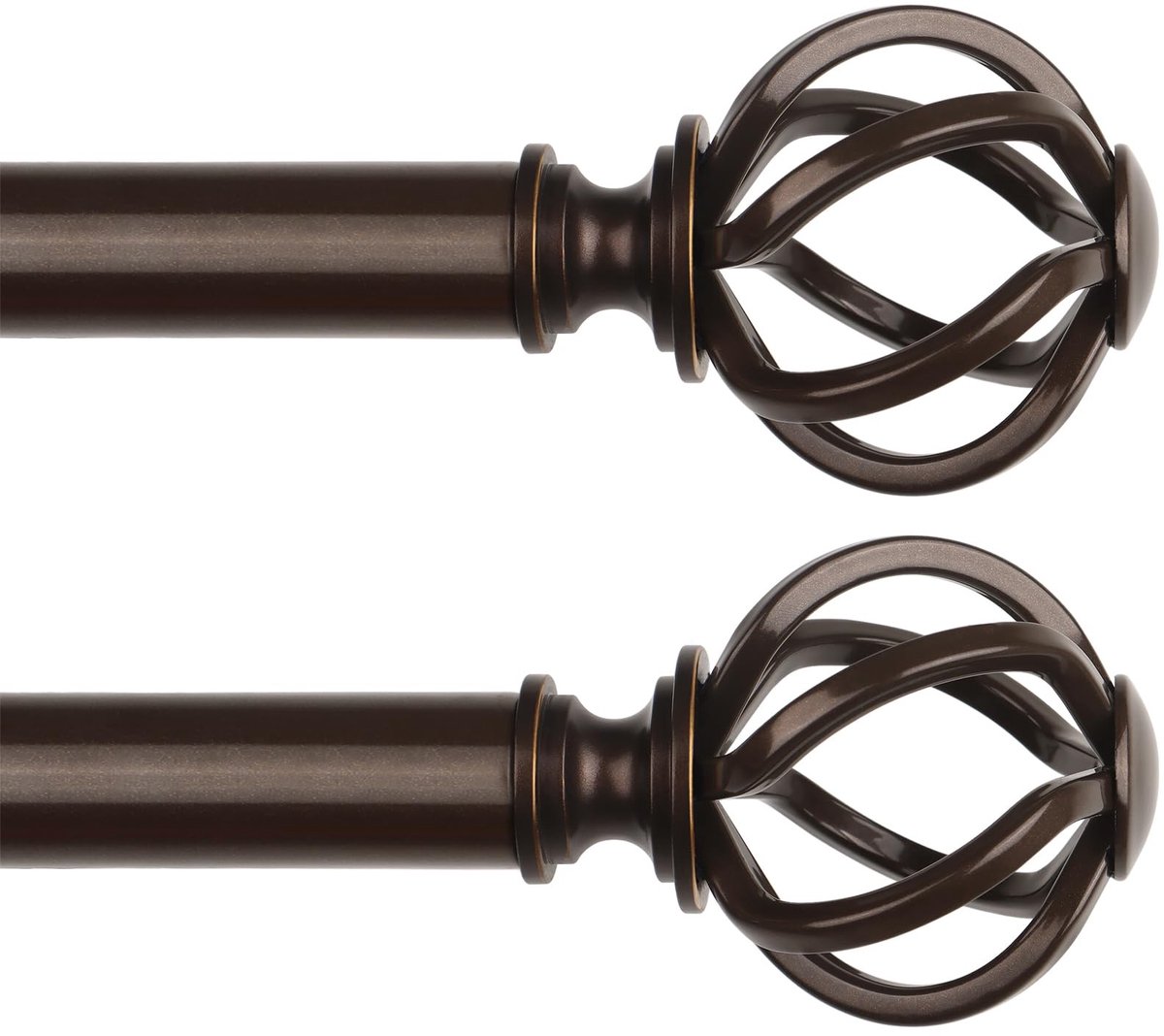 Omgoods - 2 Stuks Gordijnroede Brons 80 tot 218 cm - Verstelbare Gordijnroede met Modern Design