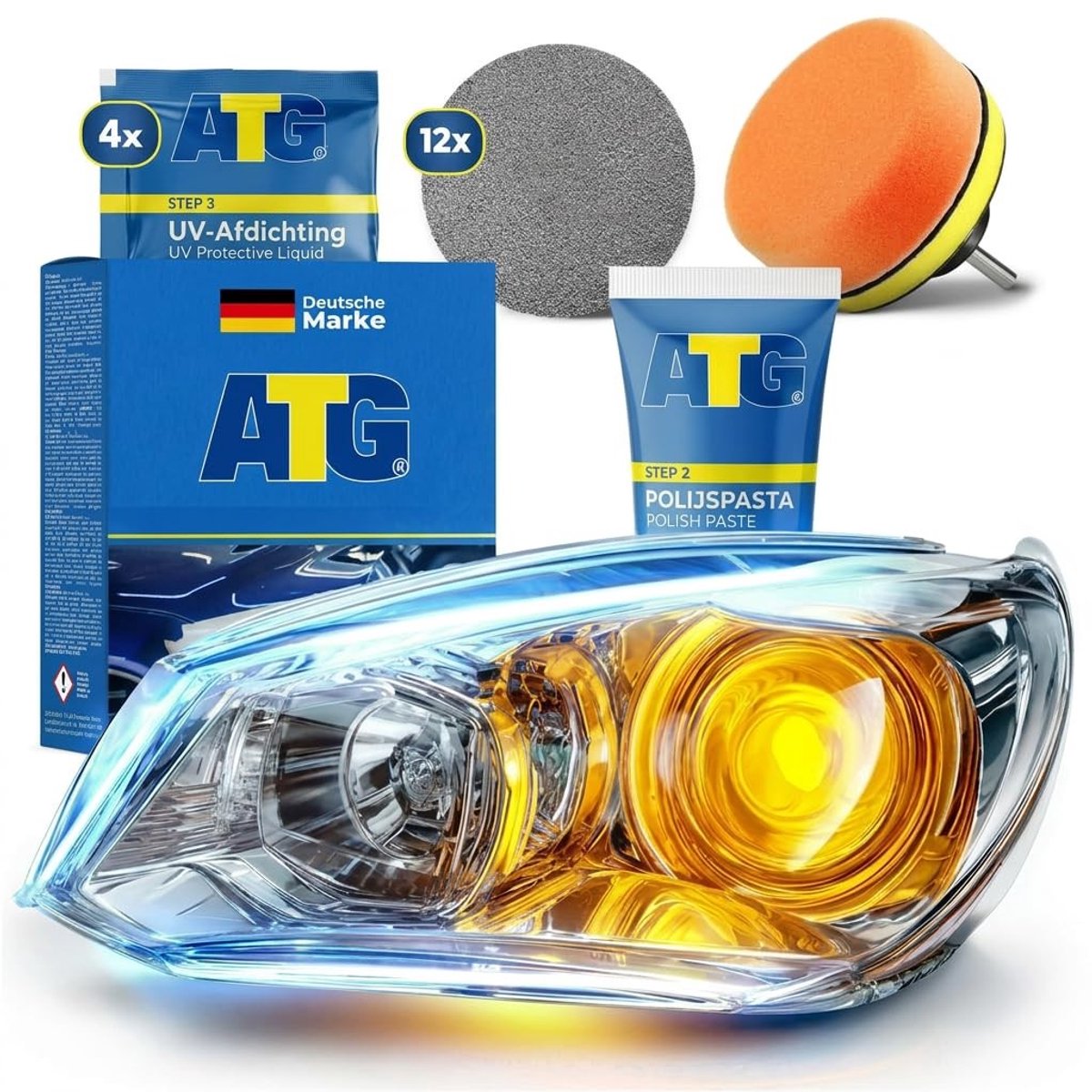 Omgoods - Headlight Polishing Set met UV Bescherming voor het herstellen van koplampen