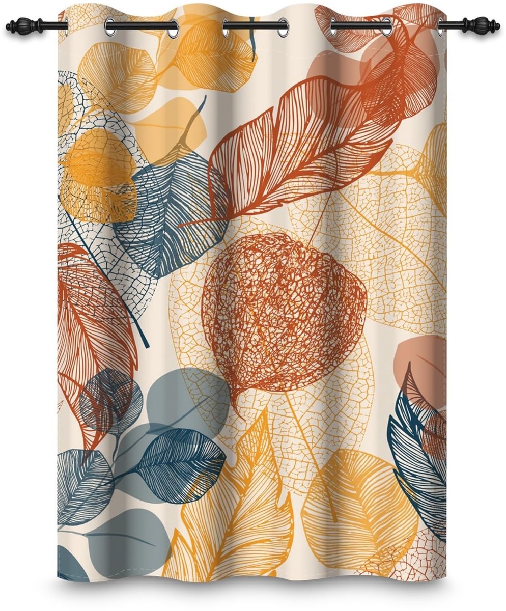 Omgoods - Abstracte Blad Gordijn - 107 x 213 cm - Thermisch Blackout voor Woonkamer en Slaapkamer