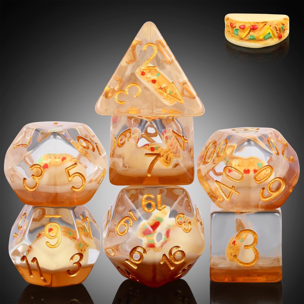 Omgoods - Taco Dice Set van 7 Stukken met Velvet Zak voor Spellen