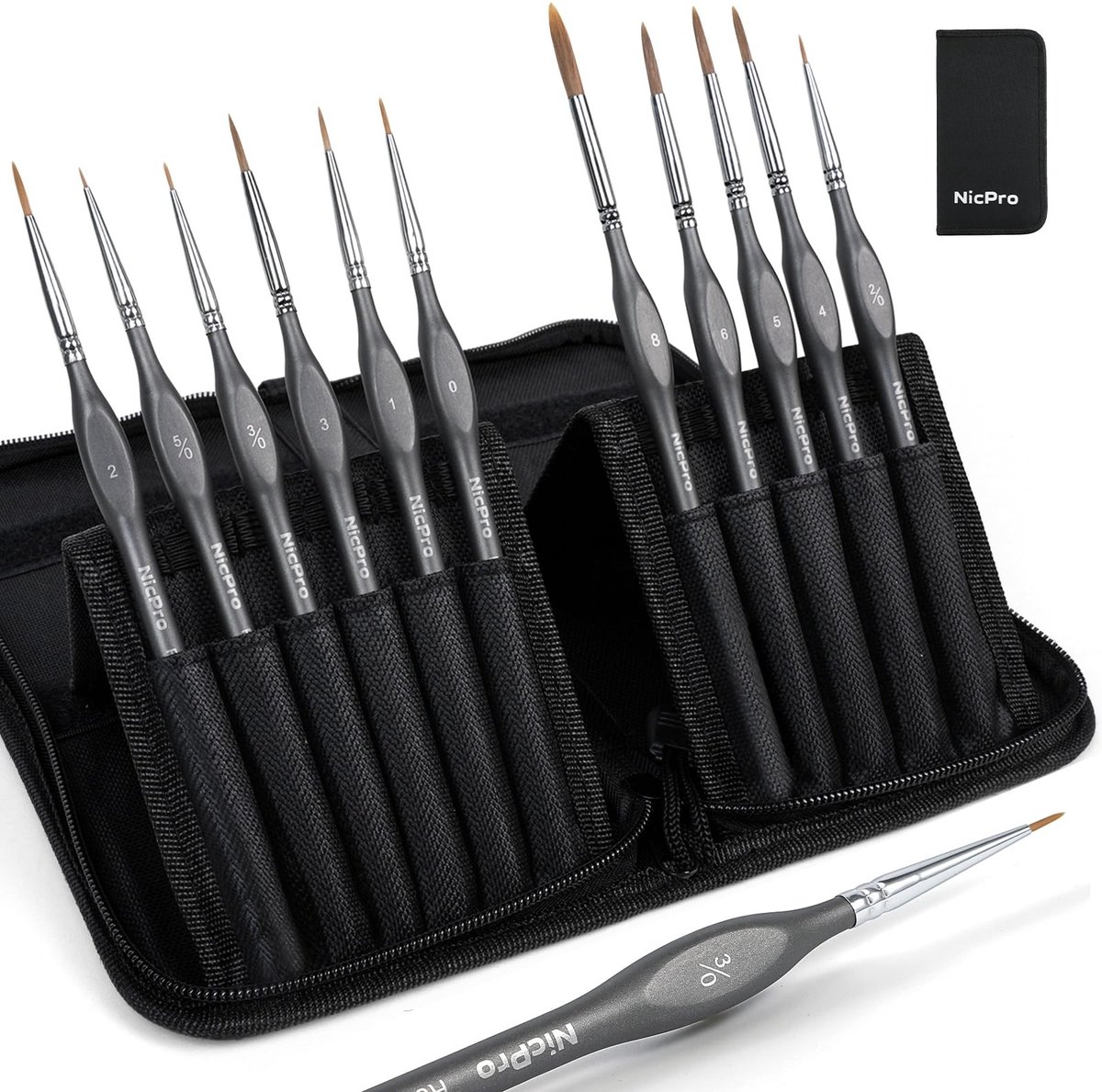 Omgoods - Nicpro Miniatuur Verfkwasten Set - 11 Stuks Fijne Detail Kwasten