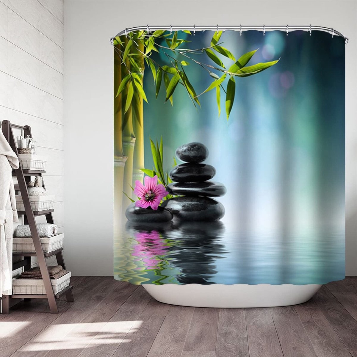 Omgoods - Antimould Douchegordijn met Bloemenmotief 180 x 200 cm