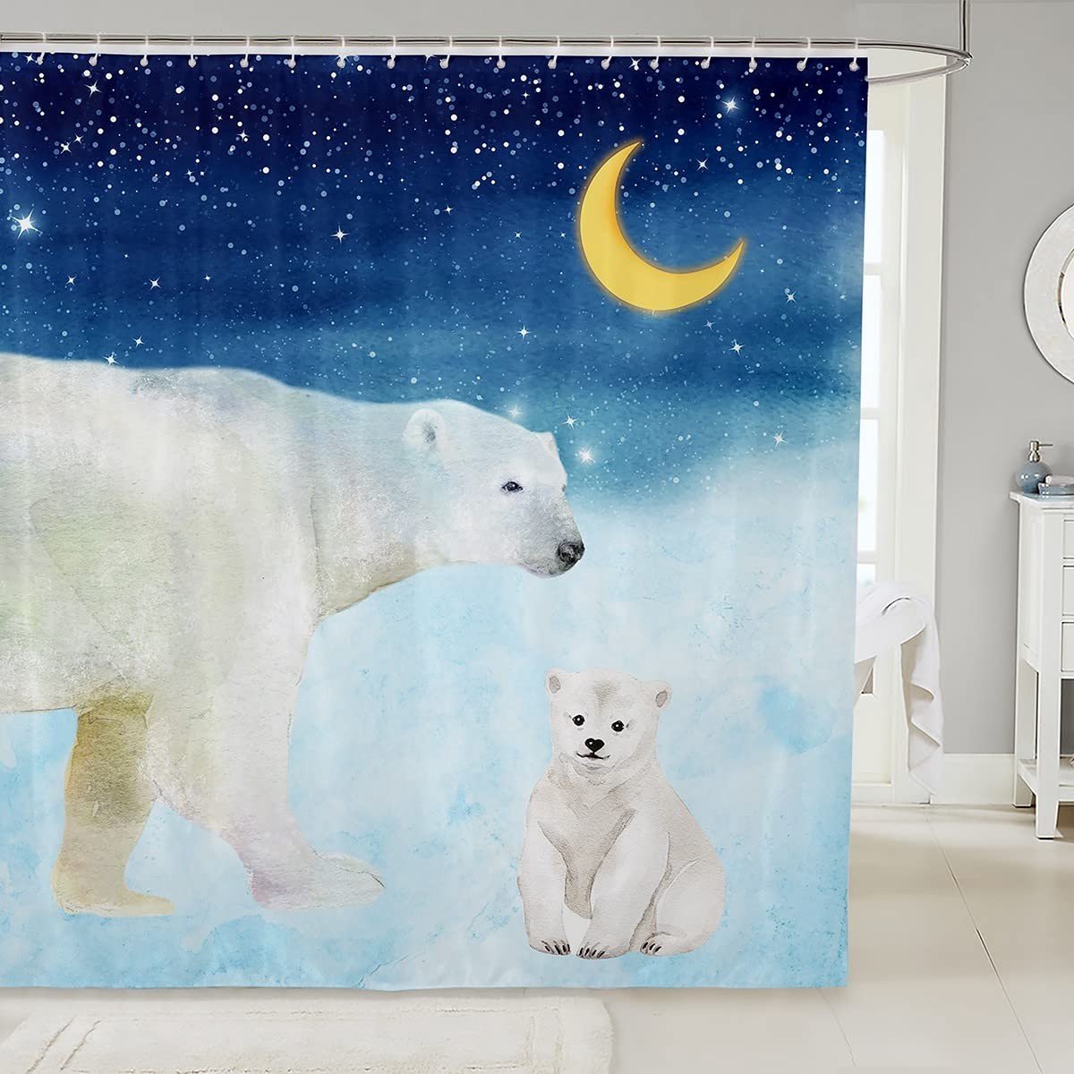 Omgoods - Cartoon IJsbeer Douchegordijn 72x72 Inch voor Kinderen