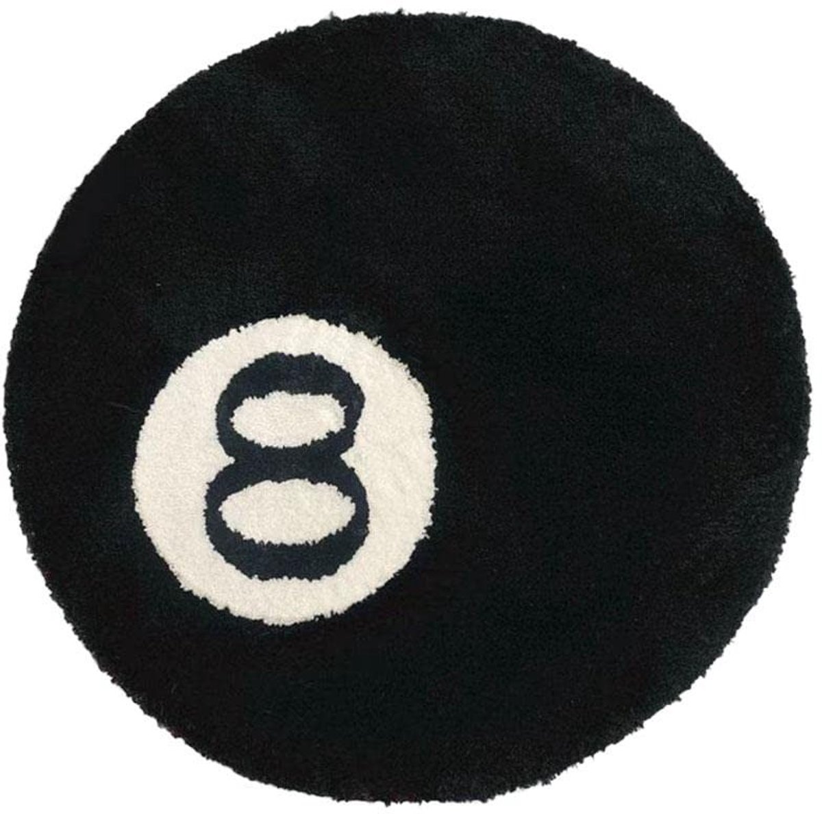 Omgoods - Zwarte Billiard 8 Bal Tapijt - Rond Tufted Vloermat voor Kinderen en Woonkamer
