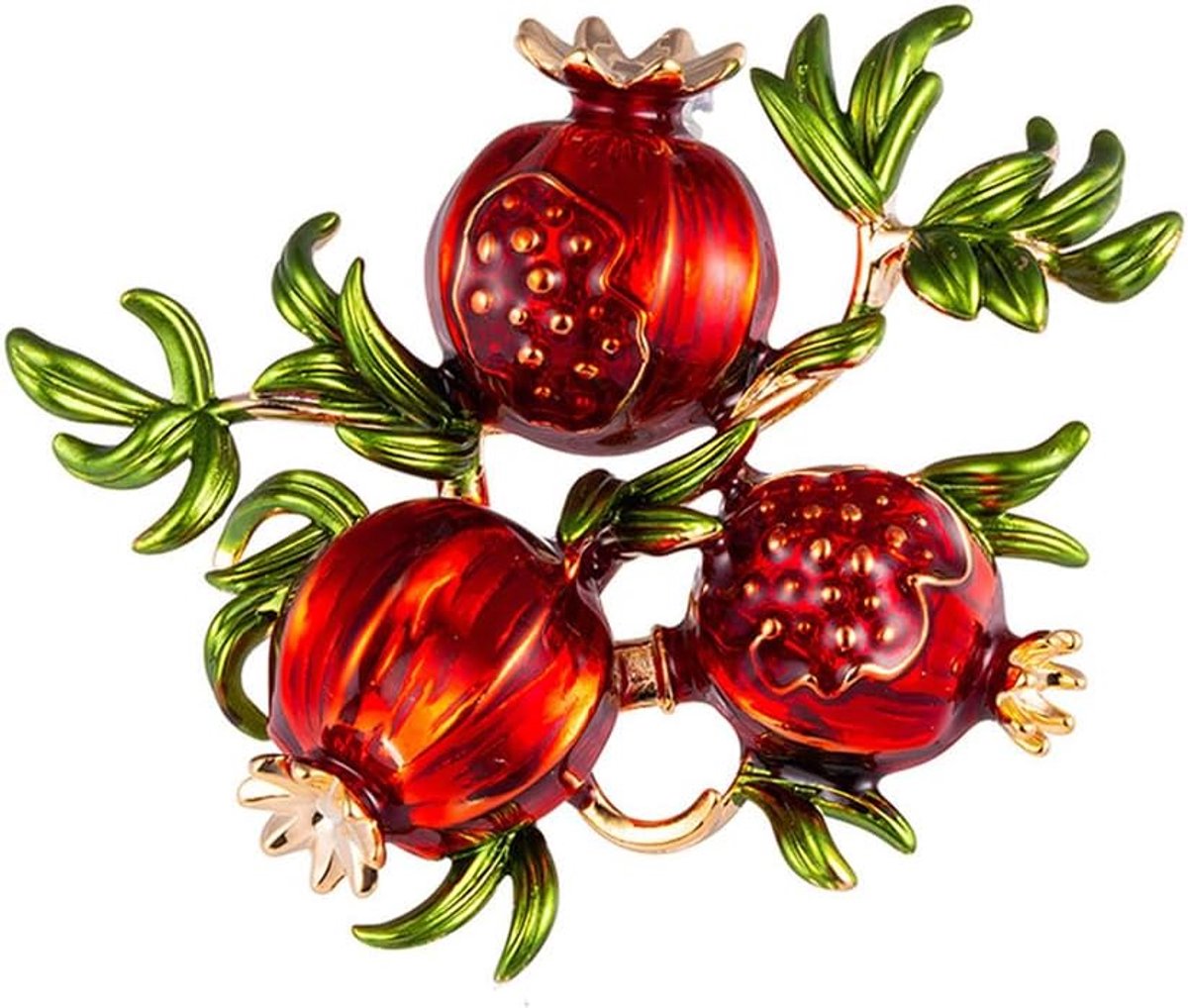 Broche met granaatappel, elegante broche met vruchten, feestjurk, broches, sieraden voor vrouwen en meisjes, Eén maat, Metaal, Zonder steen