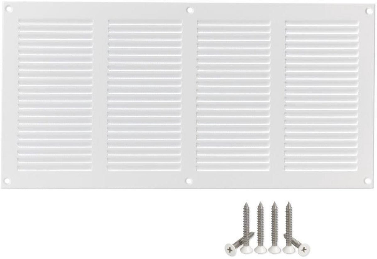 Omgoods - Ventilatiegrille met Insectenbescherming - 400 x 200 mm - Wit