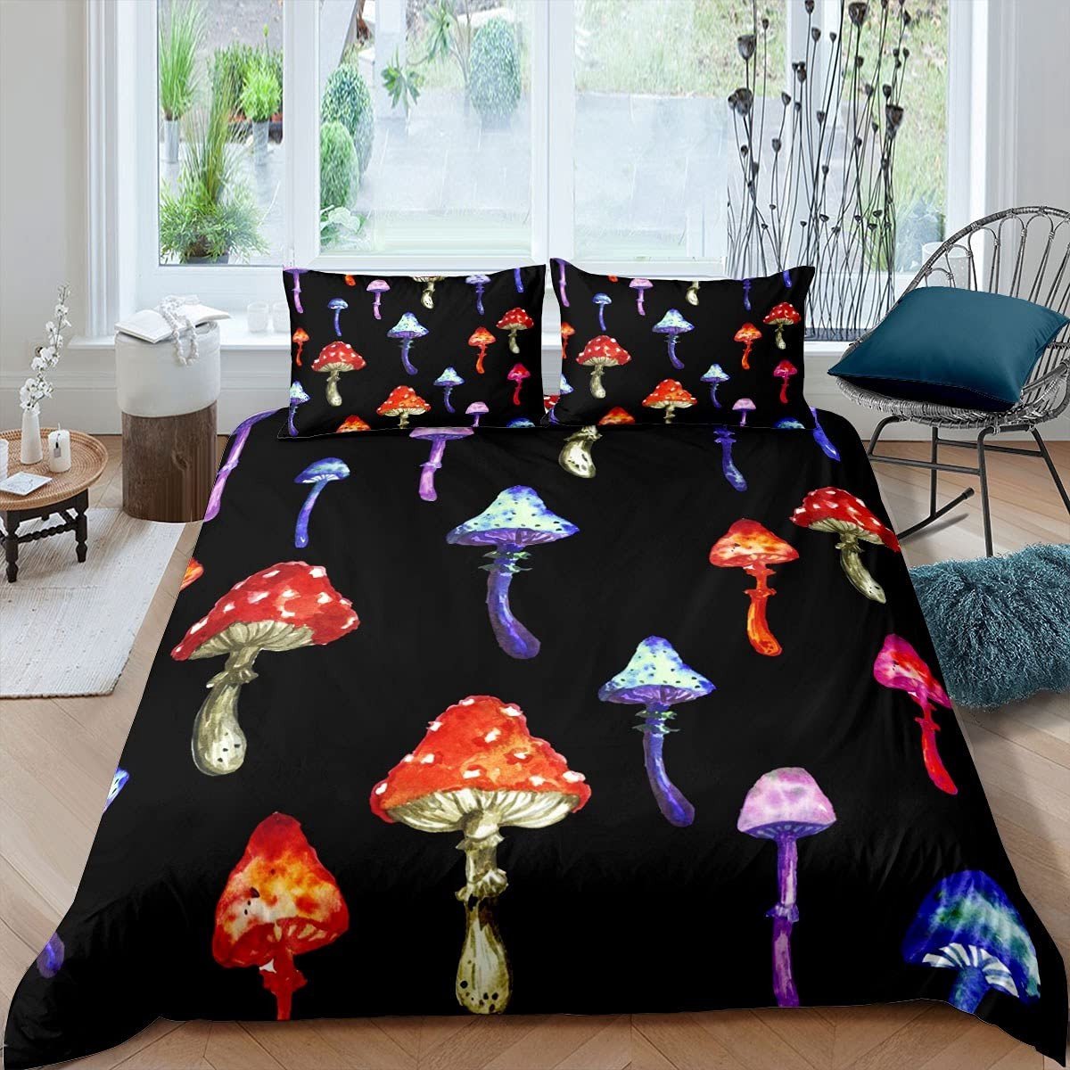 Omgoods - Beddengoedset met Champignons en Botanische Planten voor Kinderen