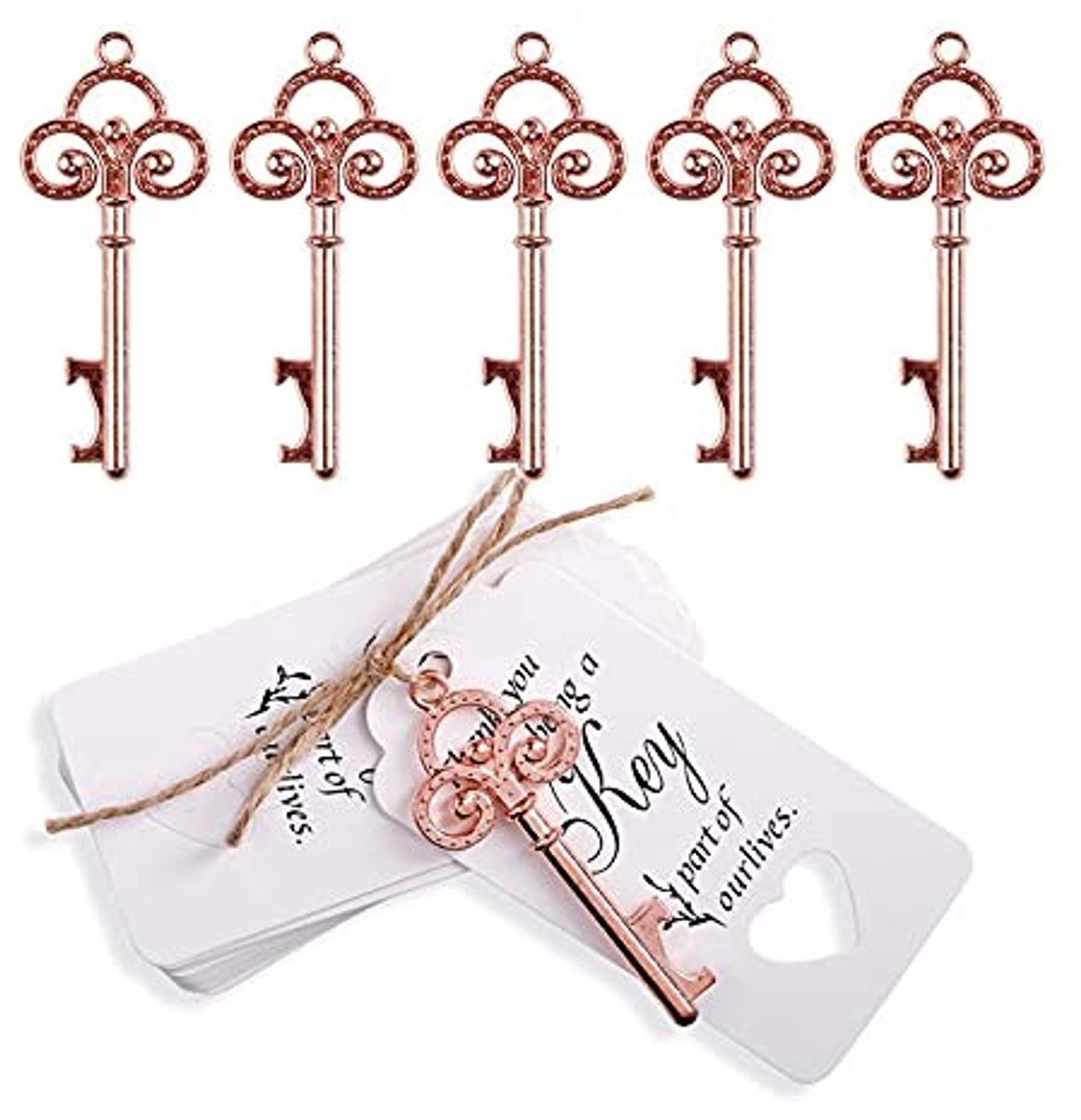 Omgoods - 20 Stuks Retro Sleutel Flesopener Sleutelhangers voor Bruiloft en Feestdecoratie