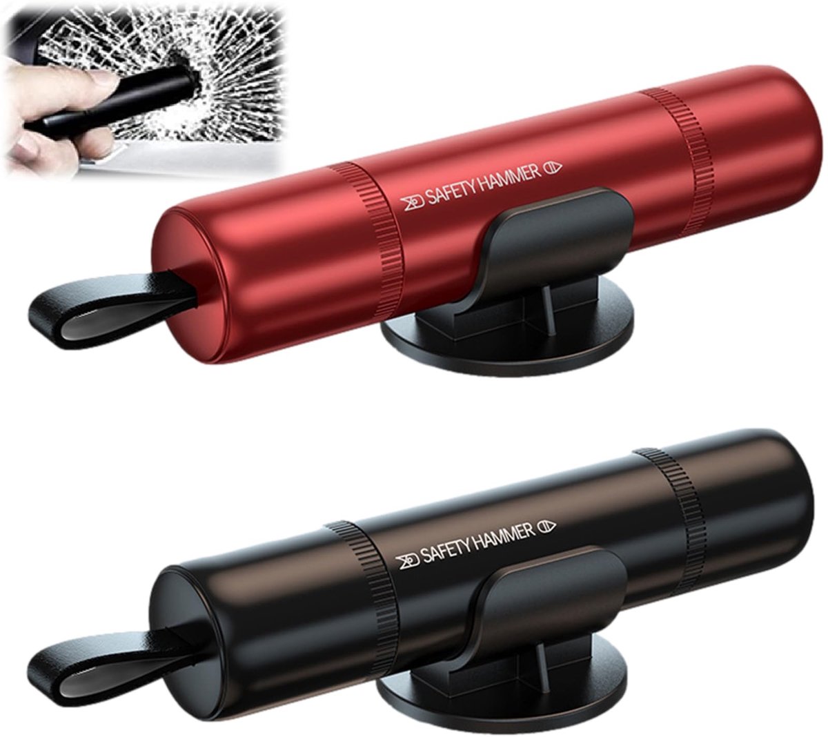 Omgoods- Noodhamer met gordelsnijder - Noodhamer auto - Raambreker - Autoveiligheidshamer - Set van 2 - Veiligheidsaccessoire - Veiligheidsuitrusting