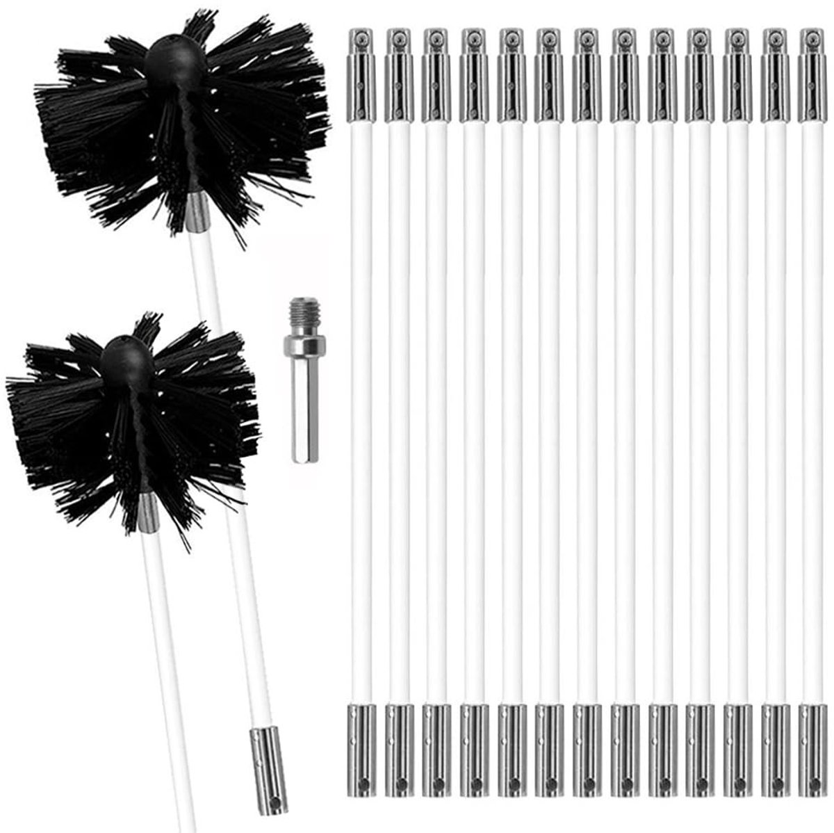 Omgoods - Schoorsteenveegset met Flexibele Stokken - Veegborstel voor Kachel en Open Haard