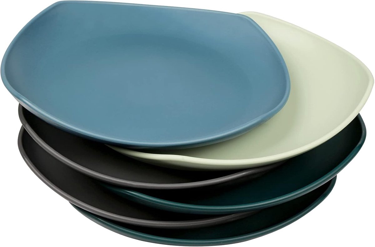 Grote borden, 6 stuks, 18,5 cm, eetborden voor BBQ, camper, picknick, camping, onbreekbare plaat van PP voor volwassenen, lichtgewicht plastic borden, magnetron- en