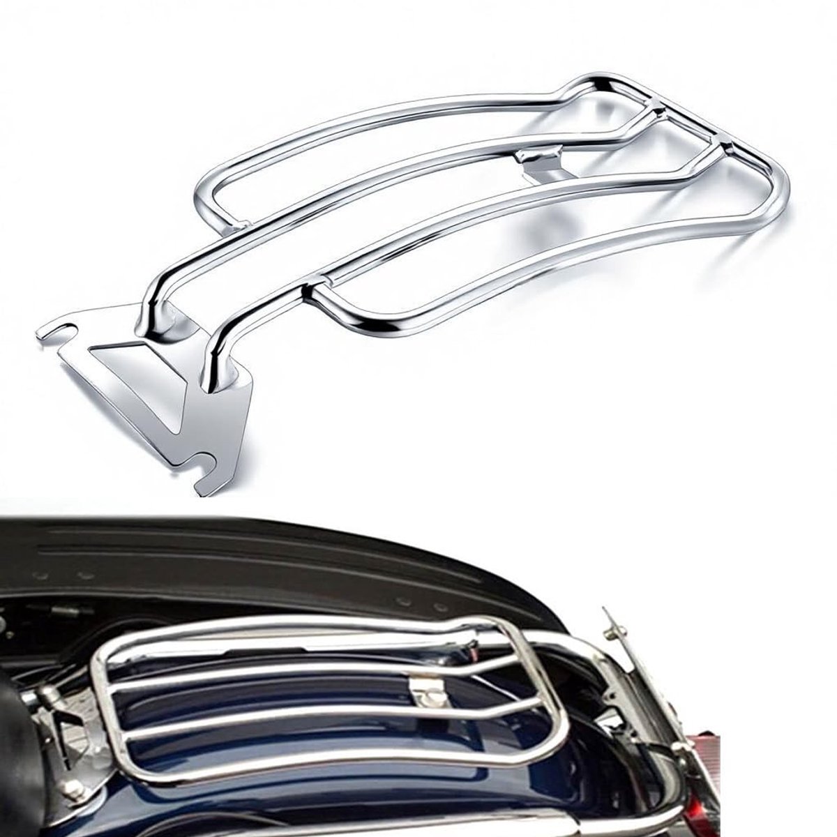 Omgoods - Chrome Solo Seat Luggage Rack voor Harley Davidson - 1997-2022