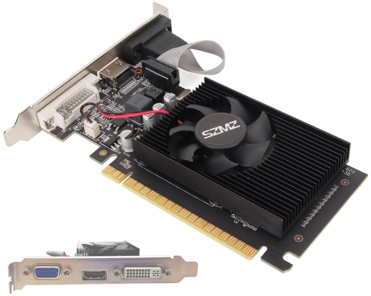 Omgoods - Desktop Grafische Kaart - GT610 - 2GB DDR3 - HDMI - Videogame Grafische Kaart - Geschikt voor Gaming - Zwart