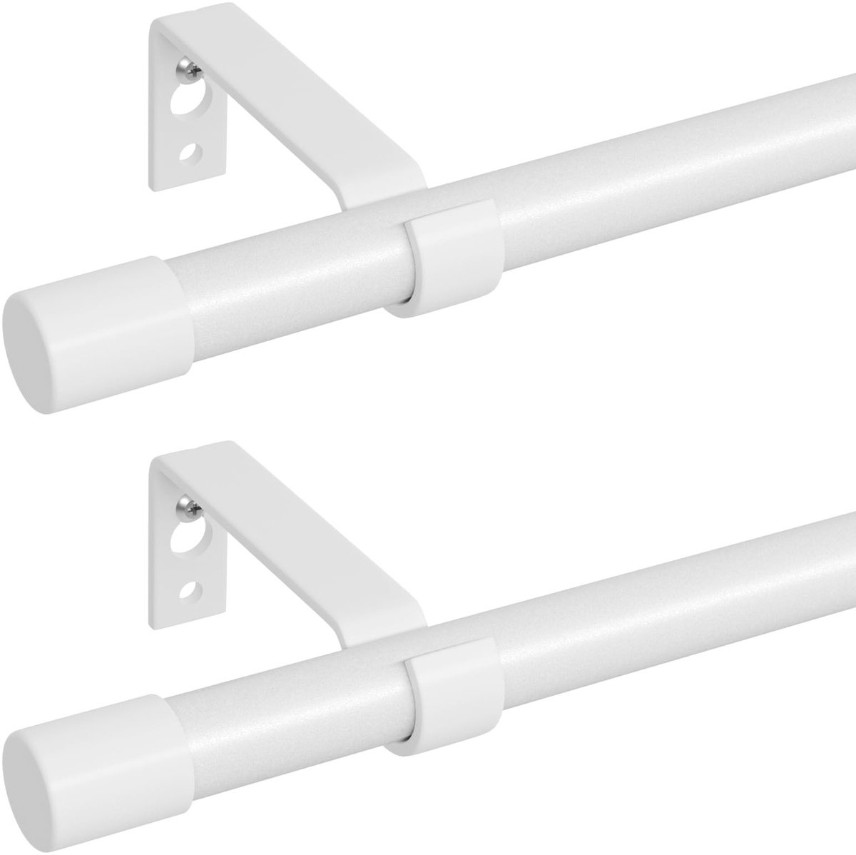 Omgoods - Set van 2 Witte Verstelbare Gordijnroeden voor Ramen 66-120 Inch