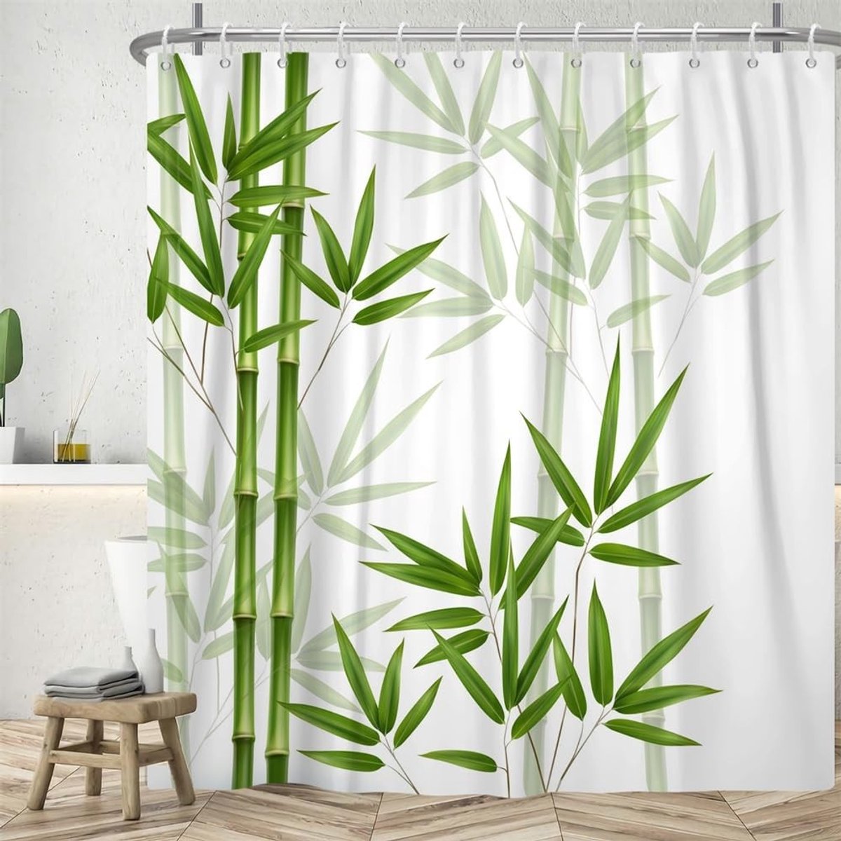 Omgoods - Douchegordijn met Bamboepatroon 180 x 220 cm Waterdicht en Wasbaar