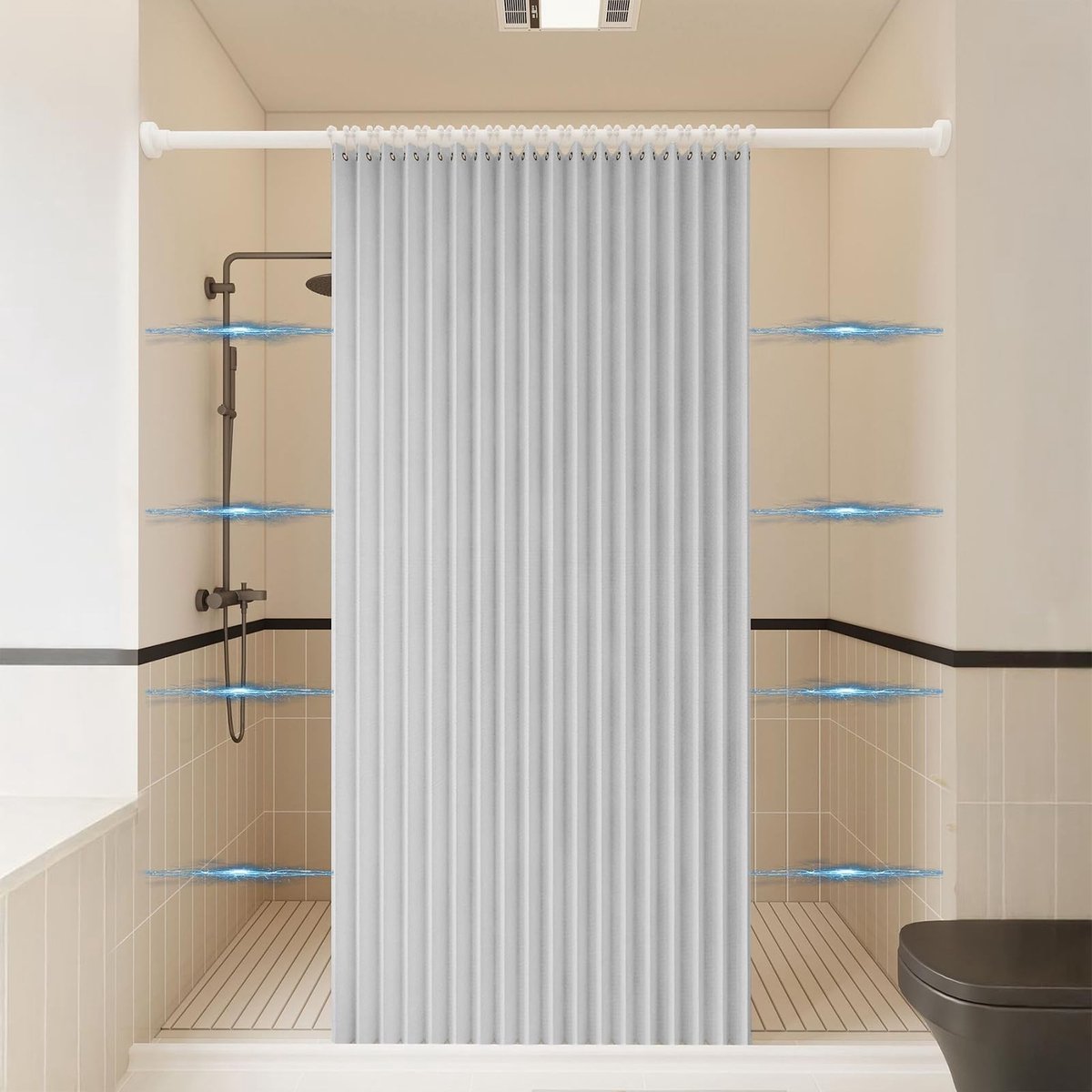 Omgoods - Waterdicht Vouwbaar Douchegordijn met Magnetisch Ontwerp 99 x 180 cm